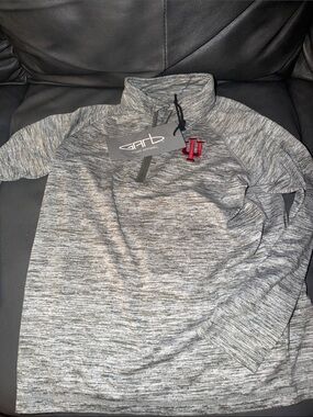 Indiana Hoosiers small Gray Marled Quarter-Zip Sweater with Red IU Logo